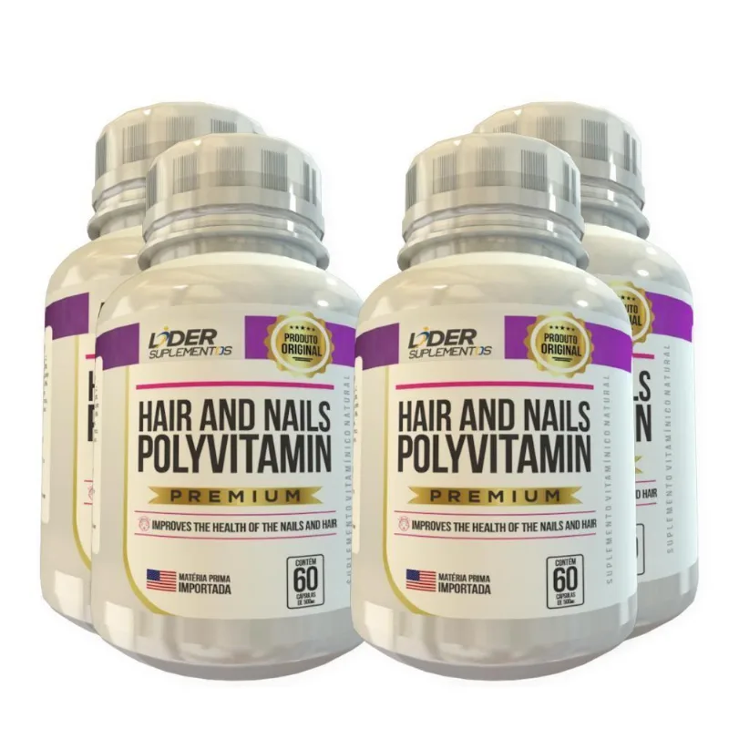 Polivitamínico Cabelos E Unhas Caps 500mg 60 Cáps 4 Potes