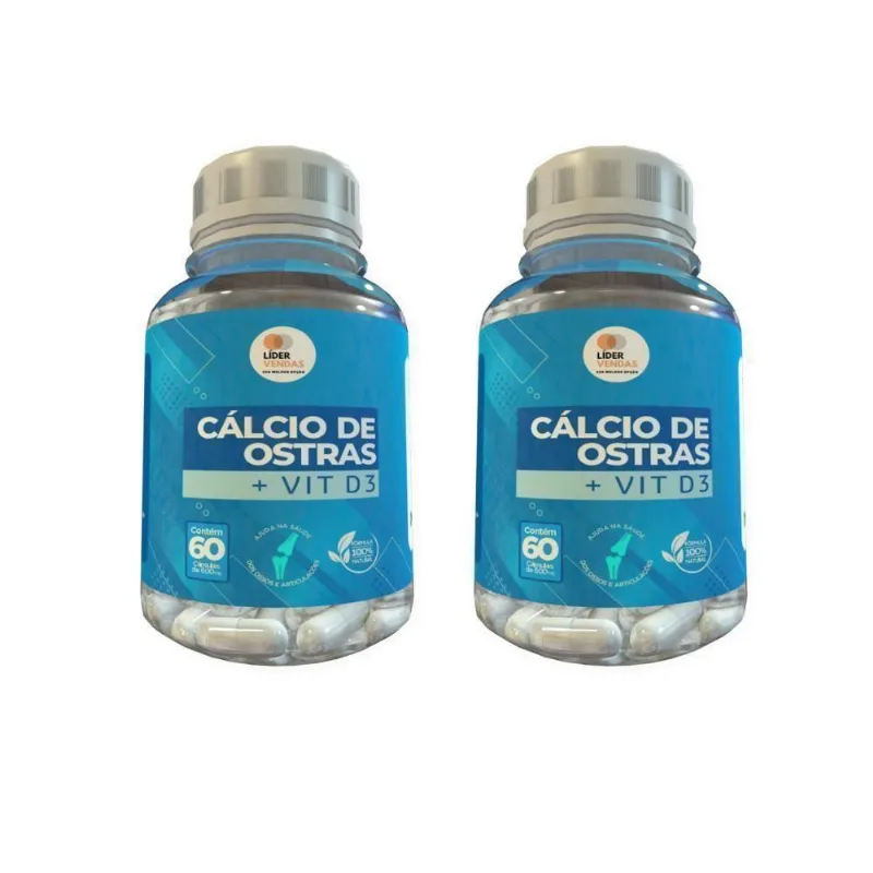 Cálcio De Ostra 60 Caps 500mg Kit Com 2 Potes