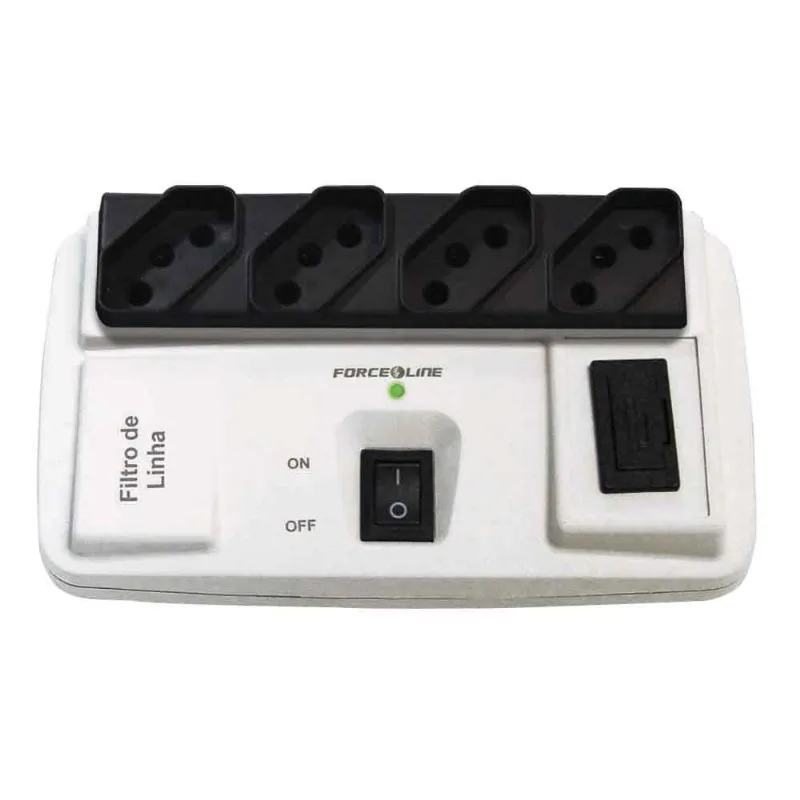 Filtro de linha 4 tomadas bivolt cinza Force Line