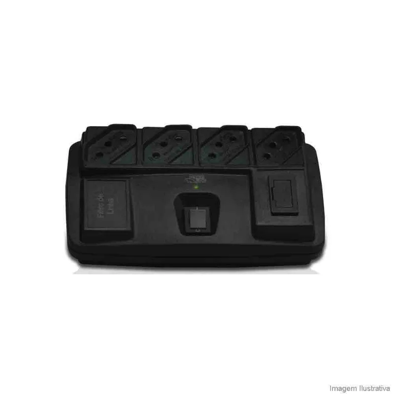 Filtro de linha 4 tomadas bivolt preto Force Line