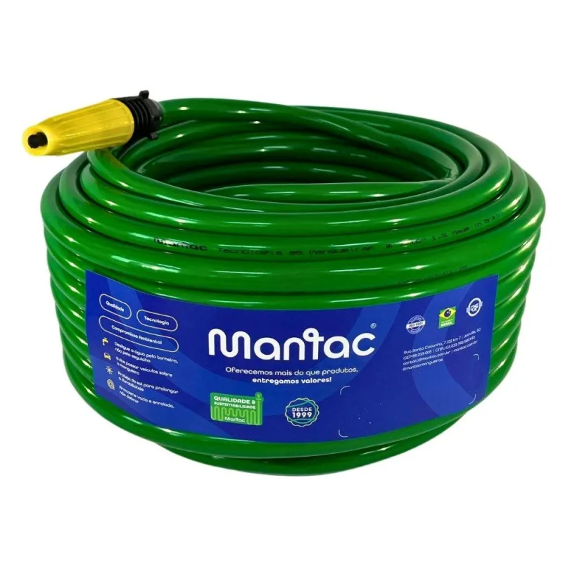 Kit Mangueira para Jardim Pop Plus 1/2"x2mm 15m Verde Mantac - MANTAC