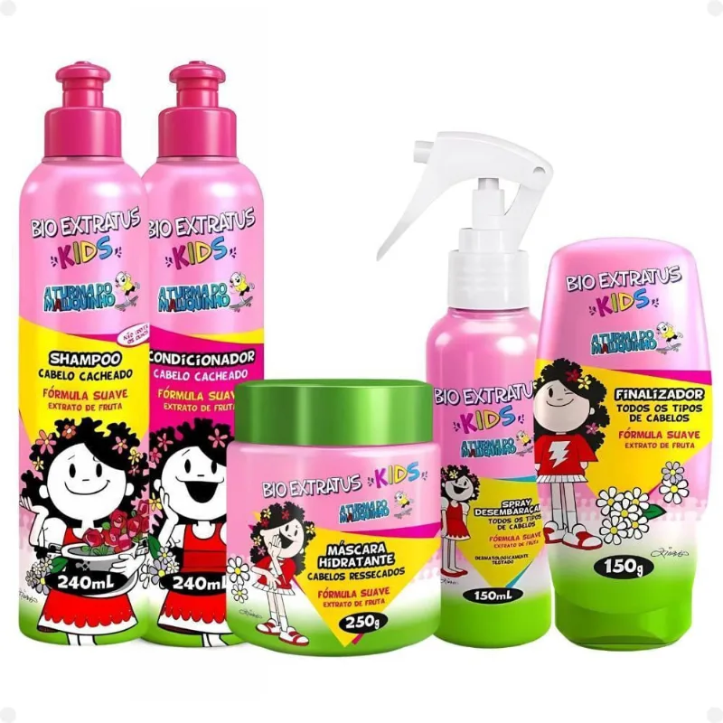 Kit Bio Extratus Kids A Turma Do Maluquinho Cacheado Com 5