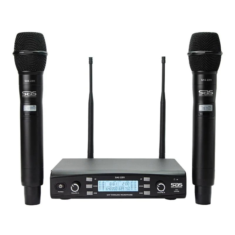 Microfone Sem Fio Santo Angelo Sas2311 Duplo Com 200 Canais