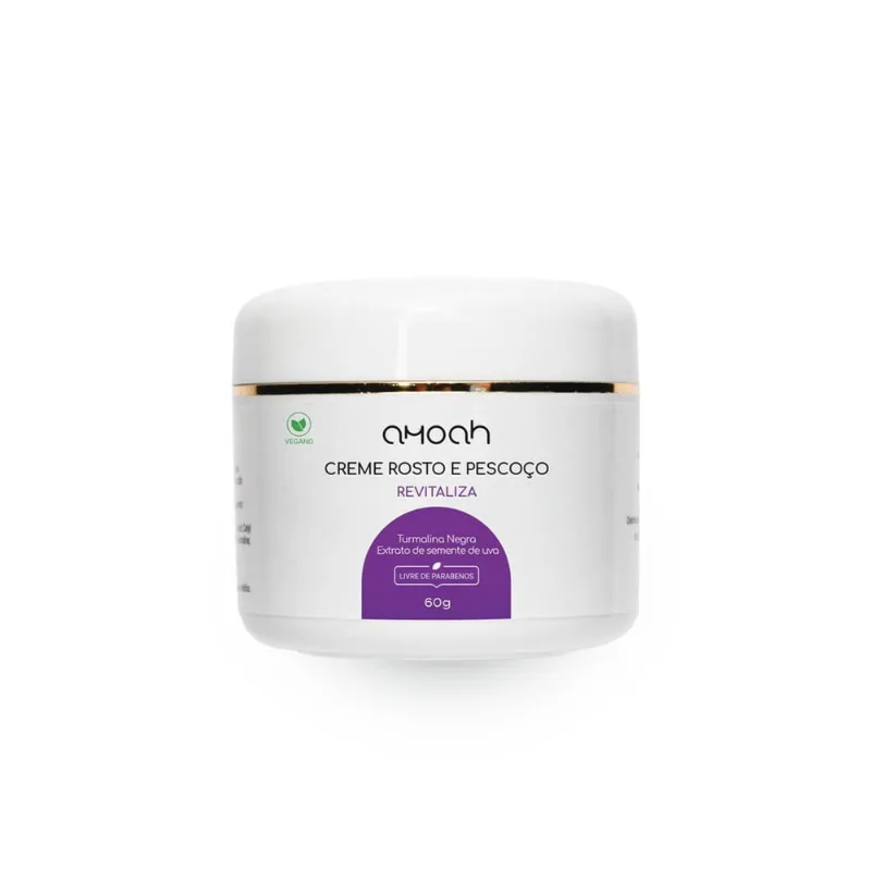 Creme Facial Rosto e Pescoço Turmalina Negra 60g Vegano Revitalizante Firmante Creme Rosto E Pescoço Com Turmalina Negra Vegano 60G Amoah