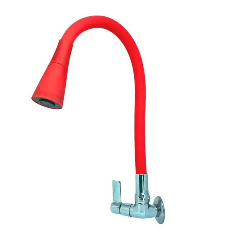 Torneira de Parede para Cozinha Forusi Clock Color Flex 1/4 Vermelho Cromado Gourmet