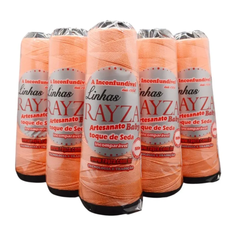 Kit 5 Linha RAYZA Artesanato Baby Fina Tex 144 cor 033-Laranja - Rayza