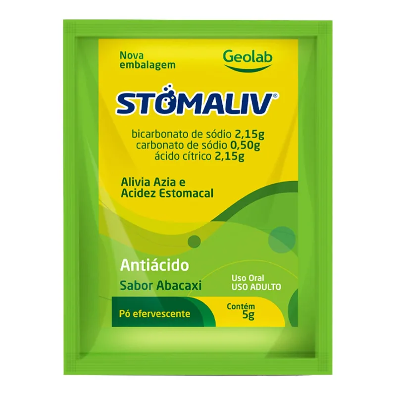 Antiácido Stomaliv Abacaxi Geolab 5g Pó Efervescente - STOMALIV
