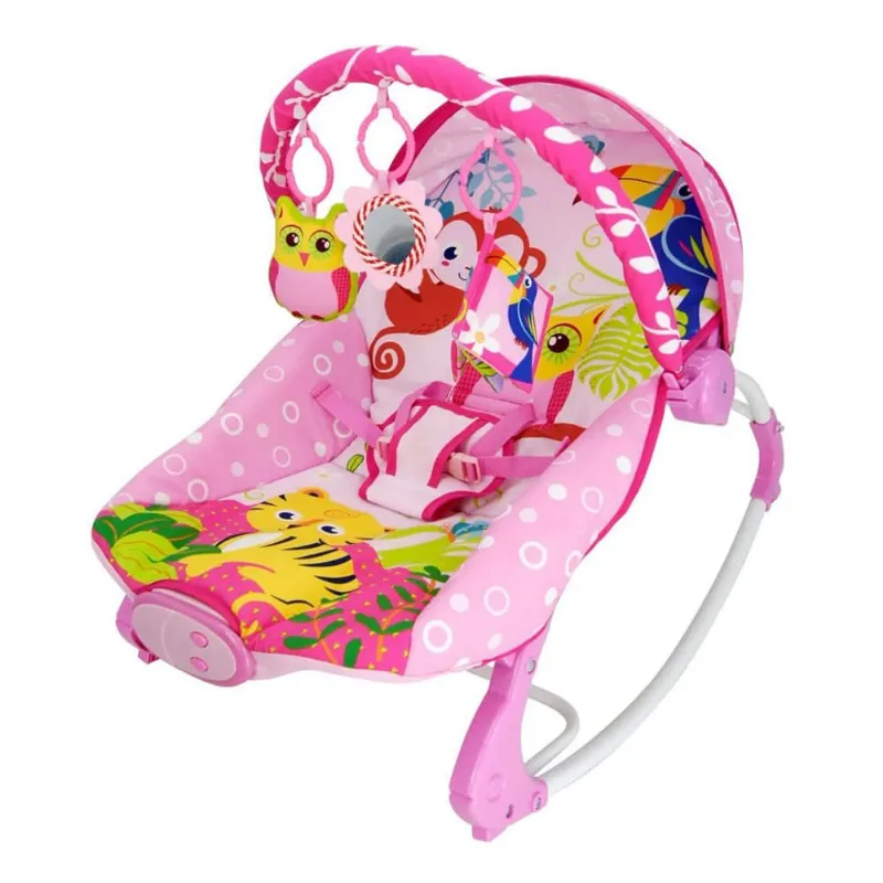 Cadeira de Descanso Musical e Vibratória Rosa - Corujinha até 20Kg - 3674 - Dican