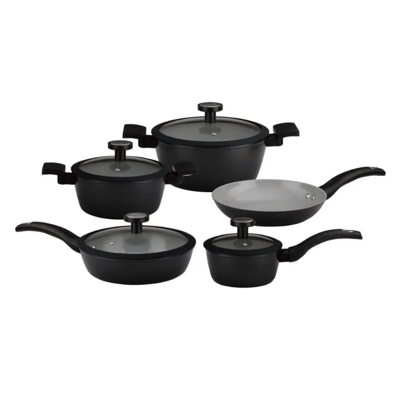 Conjunto de Panelas Noir 5 Peças em Cerâmica de Indução Kenya Preto
