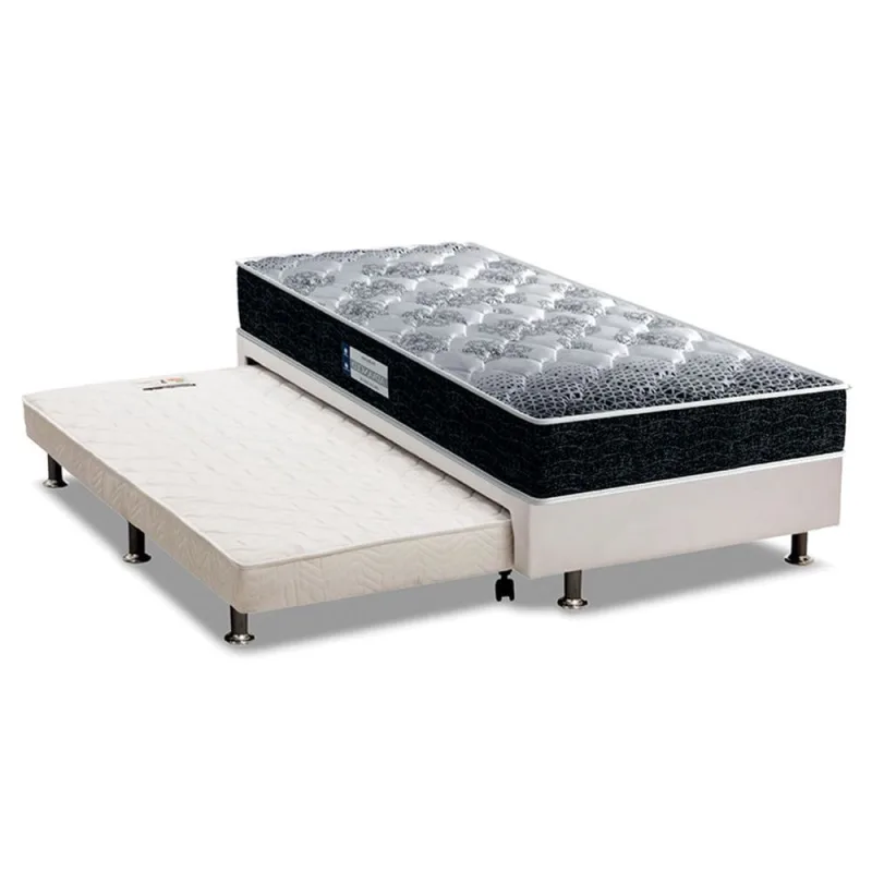 Cama Box c/Auxiliar Solteiro: Colchão Ortopédico Probel D33/EP Advanced Tech1500 + Base crc Courano Branco(88x188) - Probel