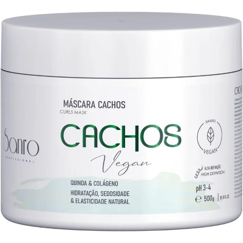 Máscara Cachos Vegan 500g Sanro Cosméticos