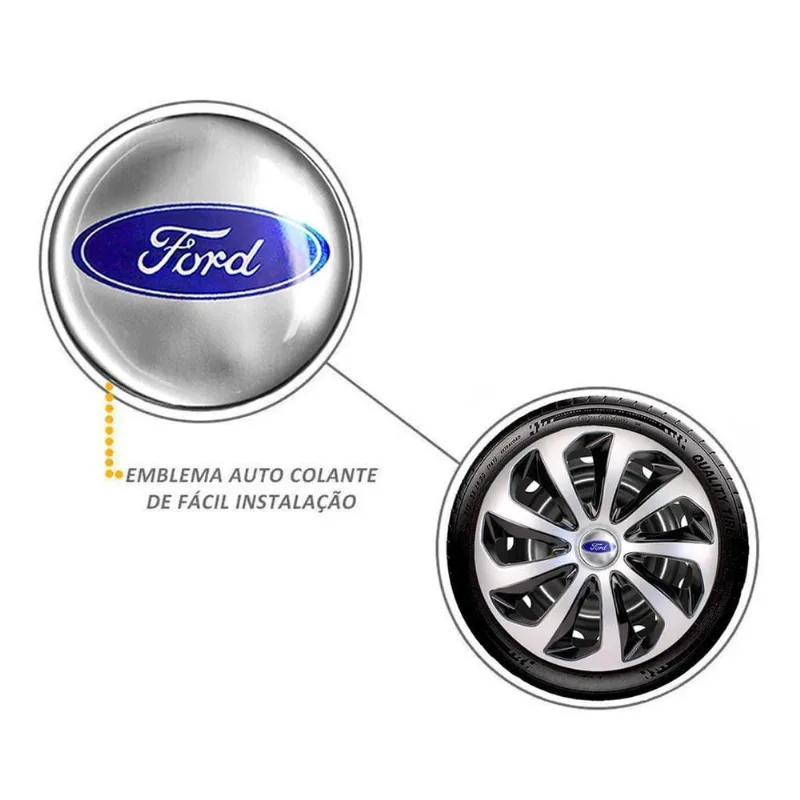 Emblema Unitario Resinado Ford Cromado 48Mm