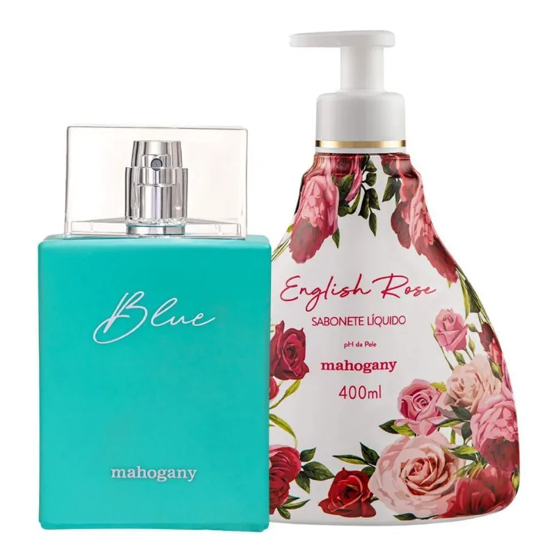 Fragrância Blue + Sabonete English Rose Mahogany 400ml