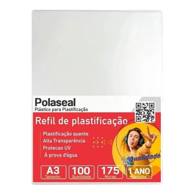 Polaseal Plástico para Plastificação A3 303x426x0,07mm 100un