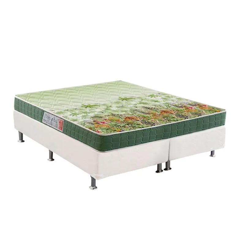 Cama Box Queen: Colchão Ortopédico Anjos D28/EP Anatômico Pantanal + Base crc Courano White(158x198) - Não Disponível - Móveis