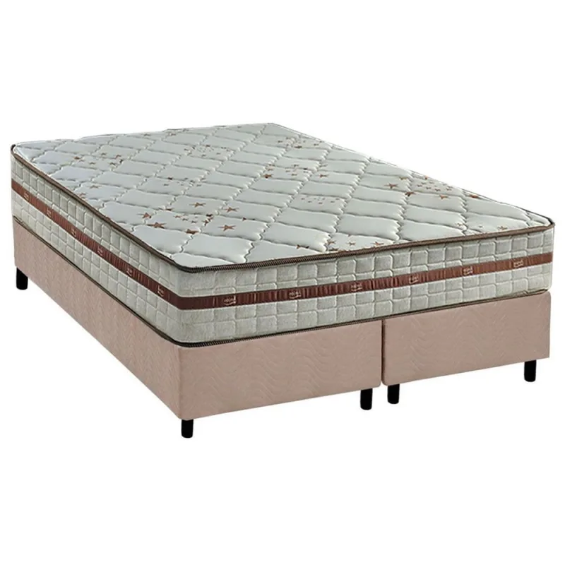 Cama Box Queen: Colchão Molas Anjos MasterPocket Ensacadas Classic + Base crc Suede Clean(158x198) - Não Disponível - Móveis