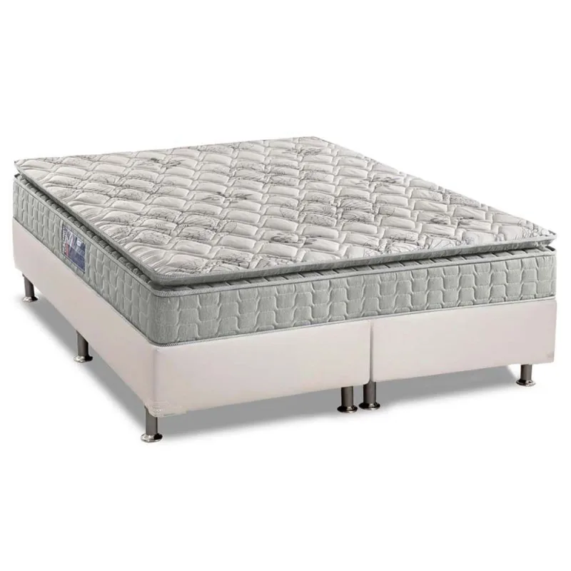 Cama Box Queen: Colchão Espuma Anjos D33 Orthosono + Base crc Courano White(158x198) - Não Disponível - Móveis