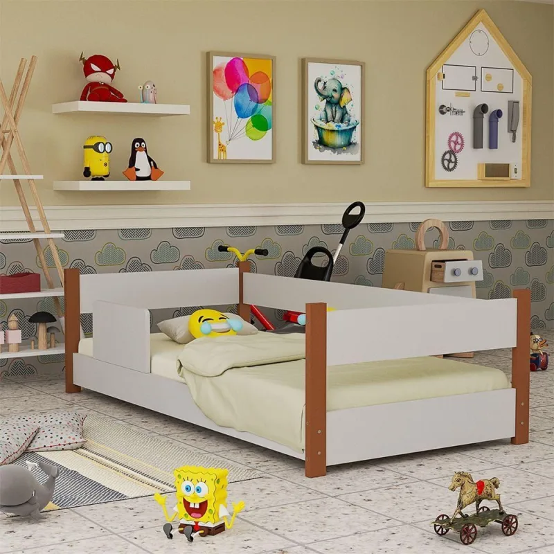 Cama Infantil Serena com Colchão Incluso MDF Branco Classe a Lareiras Ecológicas - Classe A Lareiras Ecológicas - Colchões