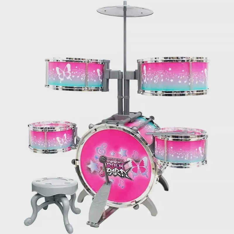 Bateria Infantil Rock Party Rosa DMT6068 - dm Toys