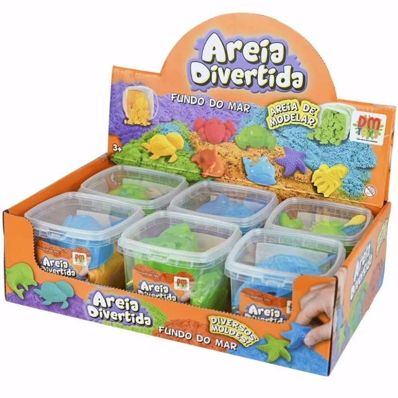 Areia de Modelar Areia Divertida Fundo do Mar com Moldes 3D Brinquedo Educativo DM Toys