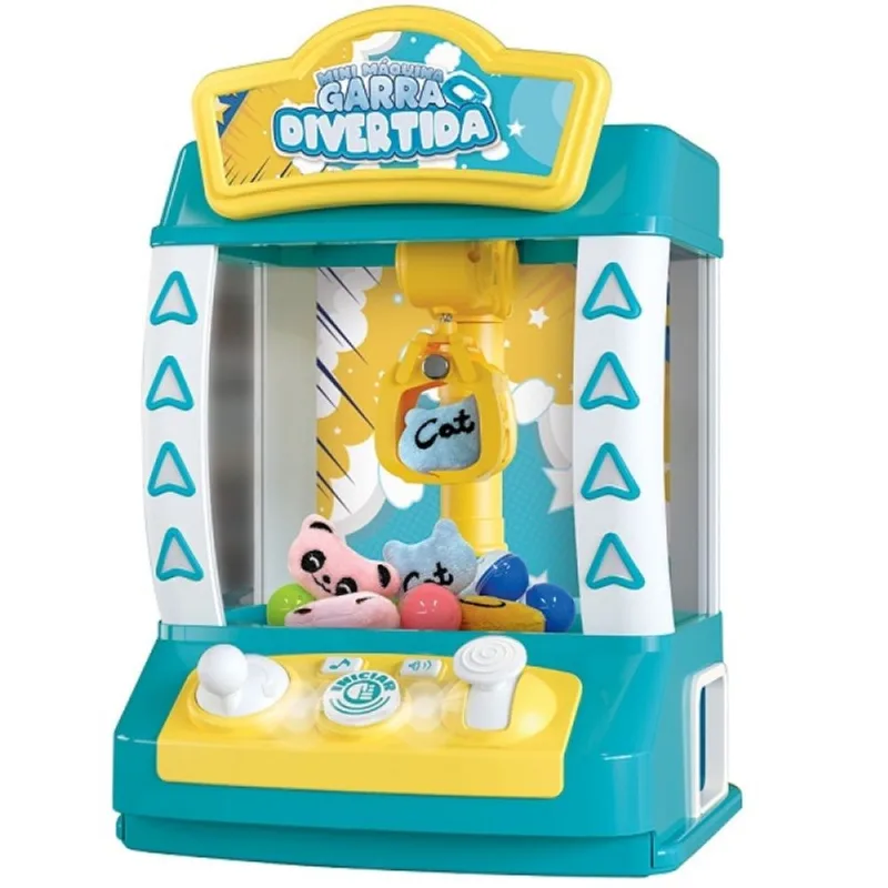 Mini Maquina Garra Divertida Pega Pelucinhas e Bolinhas DM TOYS Azul - Dm Toys - Brinquedos