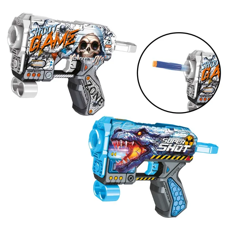 Lançador Super Shot Printed com 6 Dardos Dmt0213 - Dm Toys