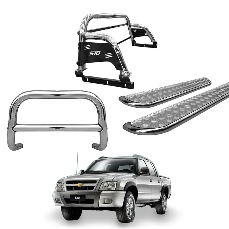 Kit Quebra Mato + Santo Ant + Estribo Chapa-S10 94/11 Cromo c/d