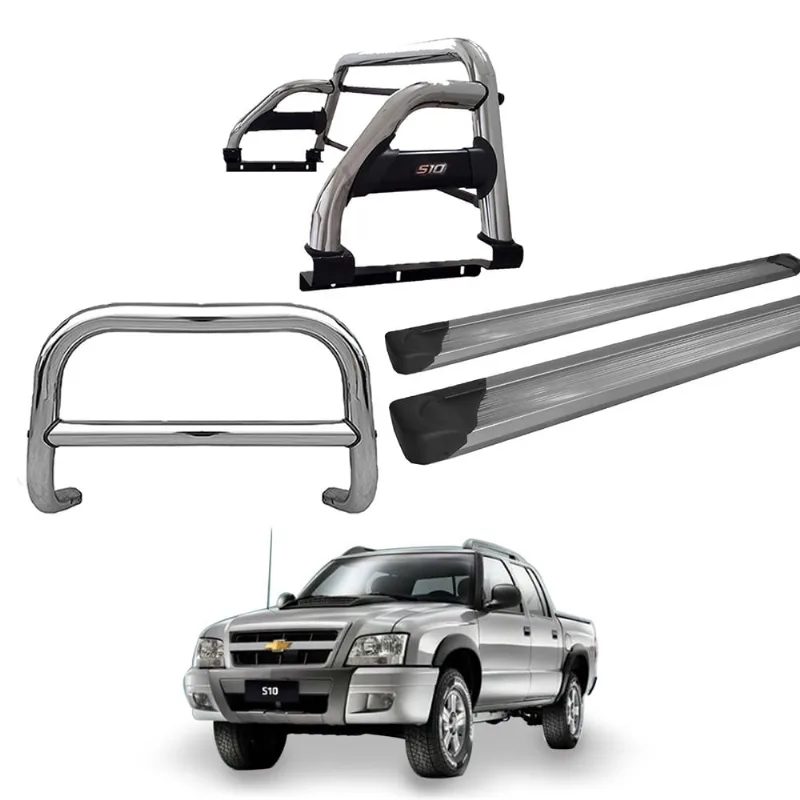 Kit Quebra Mato + Santo Ant + Estribo PLAT-S10 94/2011 Cromo c/d