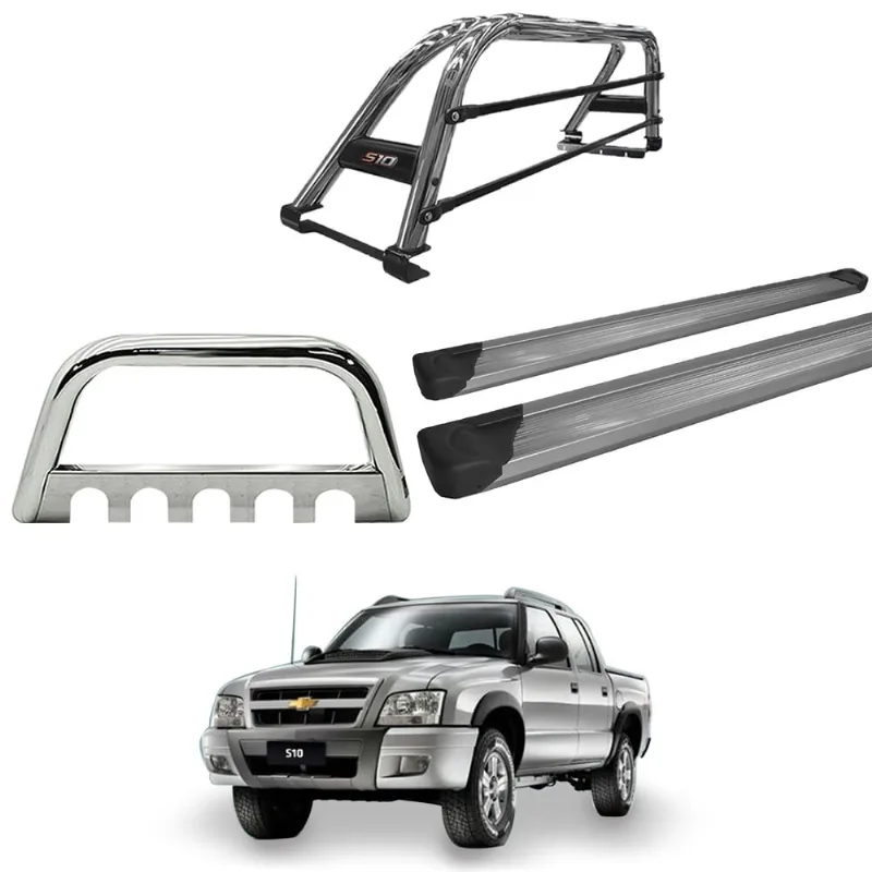 Kit Quebra Mato + Santo Ant Duplo + Estribo Plat-S10 94/11 cromo