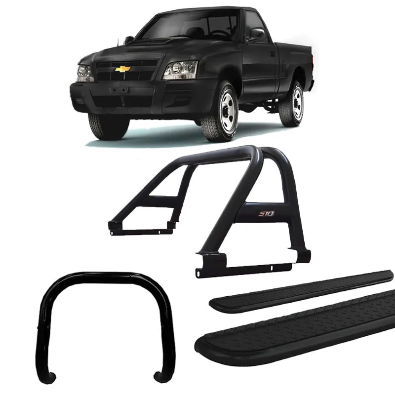 Kit Quebra Mato + Santo Antonio + Estribo Pers S10 94/11 preto
