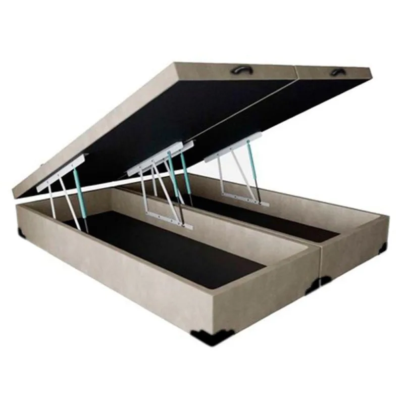 Cama Box Queen Martin Premium com Baú Madeira Pneumático Suede Bege H. Martin - H. Martin - Colchões