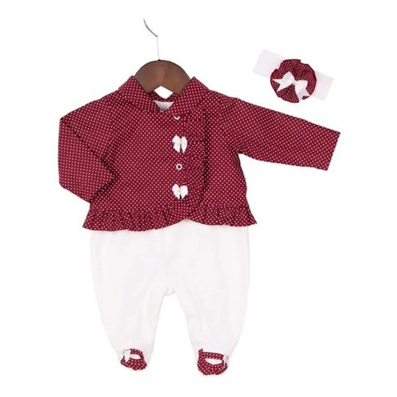 Macacão Pra Bebê Menina Longo Luana Marsala - 03 Peças.