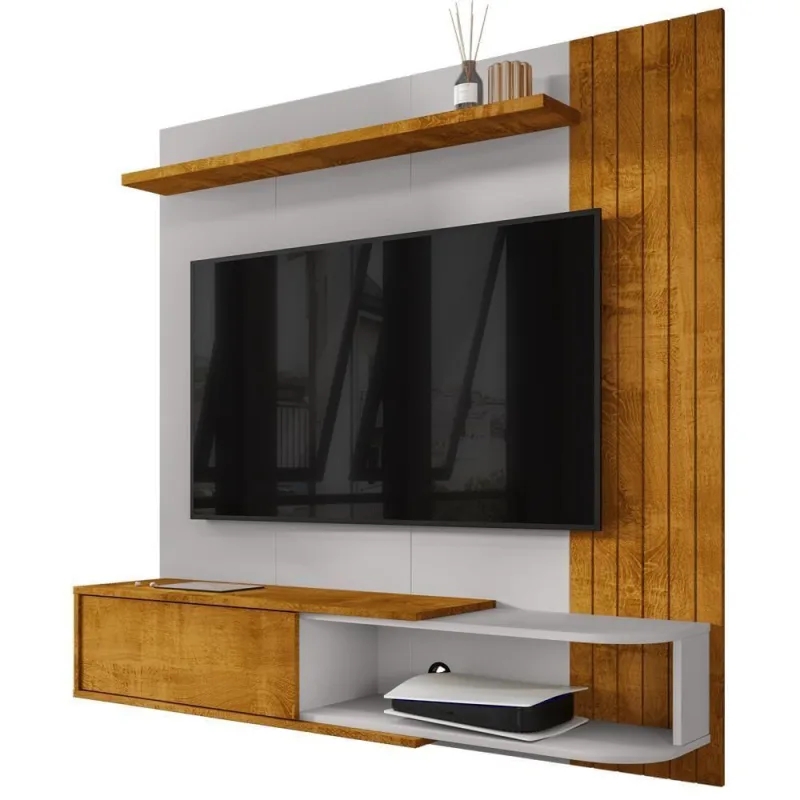Painel Suspenso TV 55 Polegadas 138 Cm Paraty Bechara Naturalle Off White - OUTRAS - Móveis