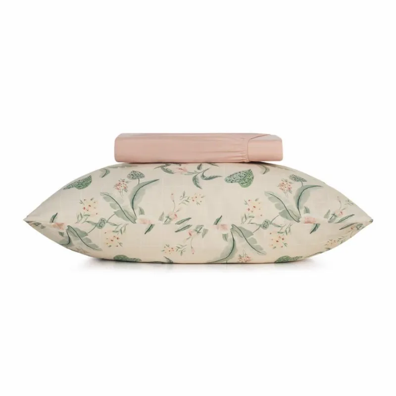 Jogo De Cama Solteiro Toque Acetinado Meadow 2 Peças 100% Poliéster Floral Verde Altenburg