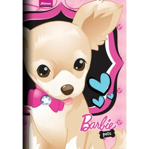 Universitário Brochura Dura Foroni Barbie Pets 1 96 - FORONI - Papelaria