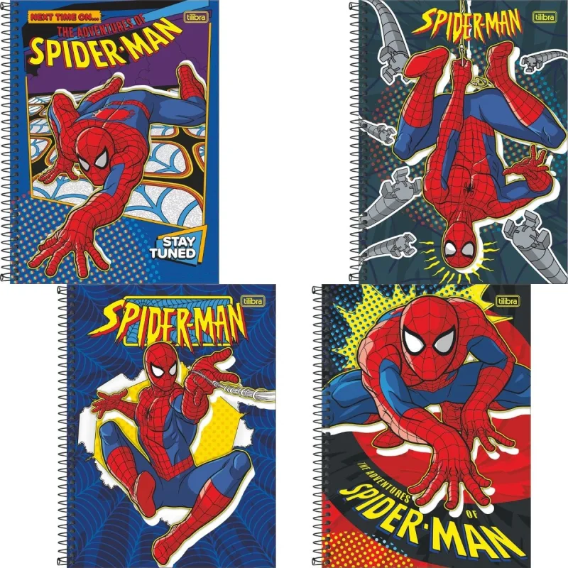 4 CADERNOS CAPA DURA UNIVERSITÁRIO SPIDER MAN FIT 1M 80FLS - Tilibra - Papelaria