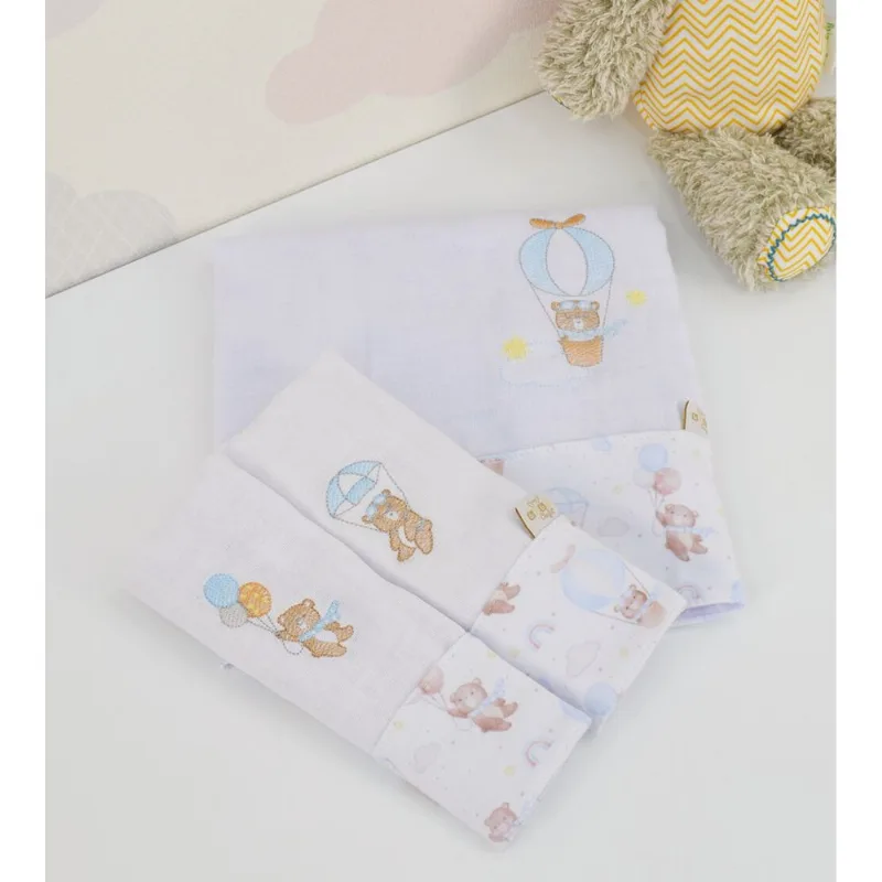 Kit Fralda de Boca/Ombro Com 3 Unidades - 24714M Blue Bear