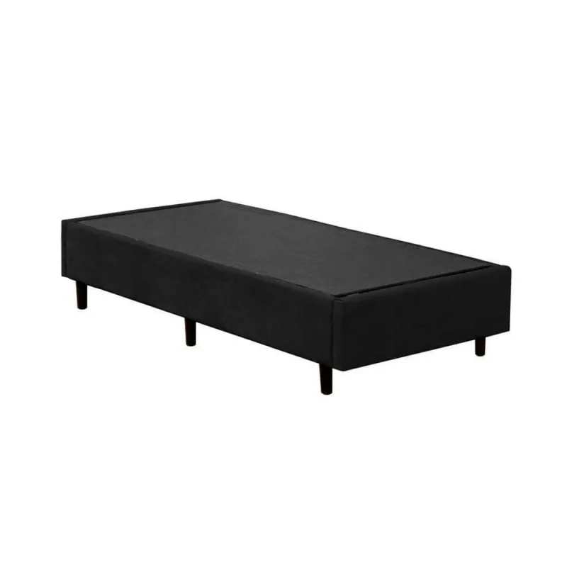 Cama Box Solteiro Extremo Reforçado Suede Madeira Preto Homequeen - OUTRAS - Colchões