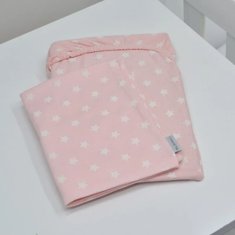 Jogo de Lençol para Berço Camping Estrelinha com 2 peças Rosa - 56C04LBDM