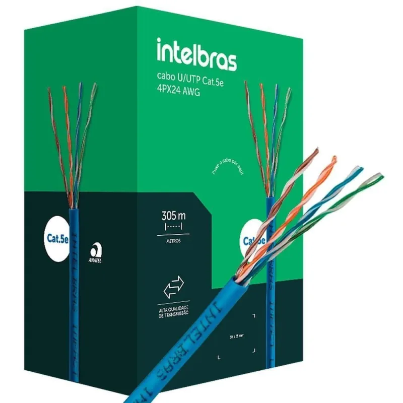 Cabo de Rede U UTP CAT.5E 305M IL5CMAZ para Instalacao Interna Azul Intelbras - Intelbras - Agro