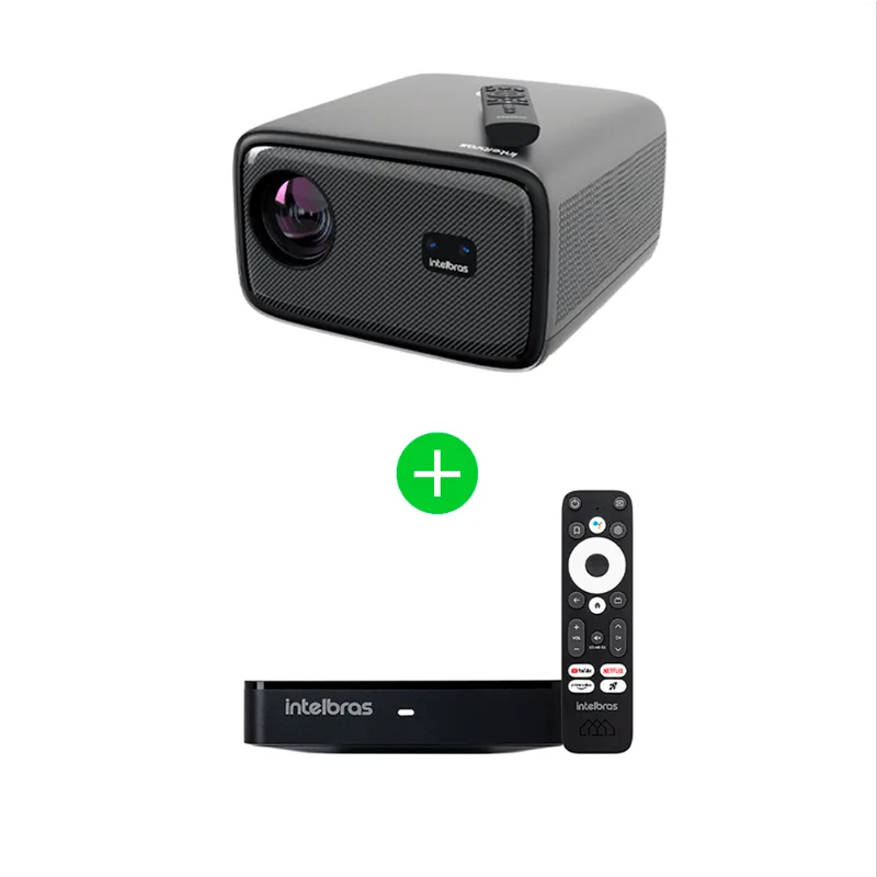 Kit Projetor PFL 7560 com Smart TV Box 4k Intelbras Kit Projetor PFL7560 com Smart TV Box 4k Intelbras