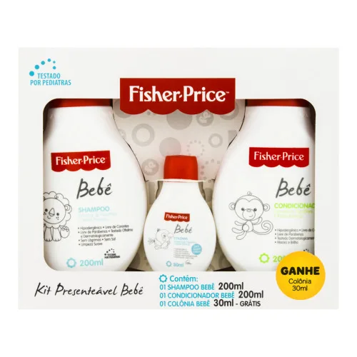 Kit Shampoo Condicionador 200ml Cada Fisher Price Grátis Colônia Bebê 30ml - FISHER PRICE