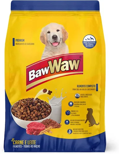 RACAO BAW WAW CARNE E LEITE FILHOTES - BAW WAW