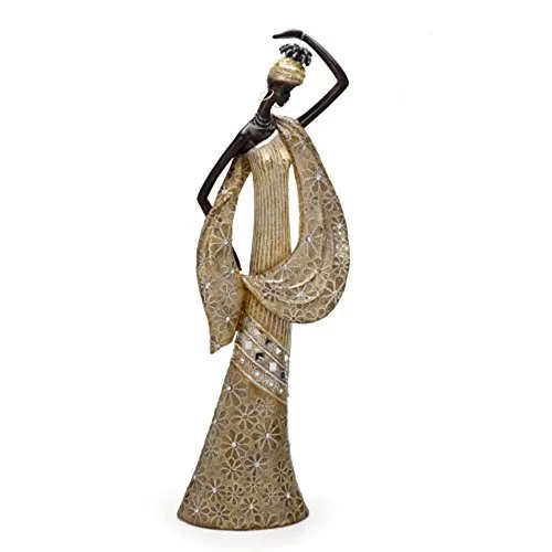 Figura Africana Vestido Dourado G Espressione - ESPRESSIONE - Mercearia