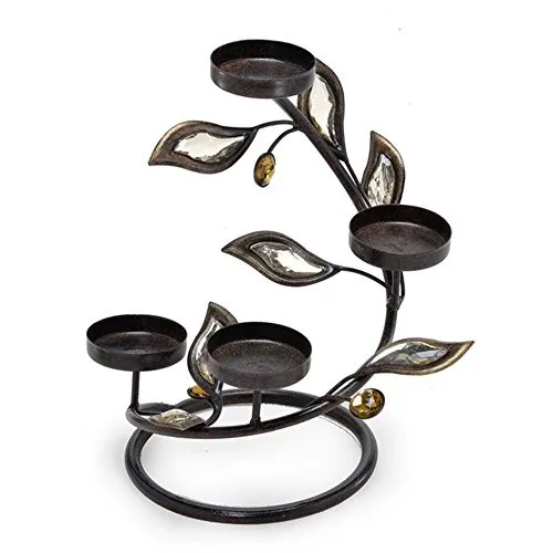Candelabro Ferro C/castiçal E Folhas G Espressione - ESPRESSIONE - Bazar