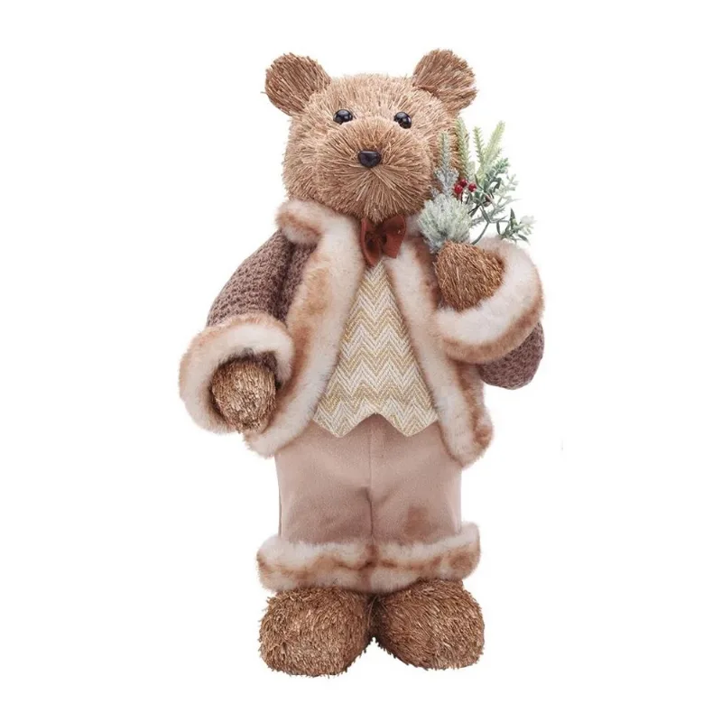 Urso natalino c/casaco E calca bege E marrom (honey)