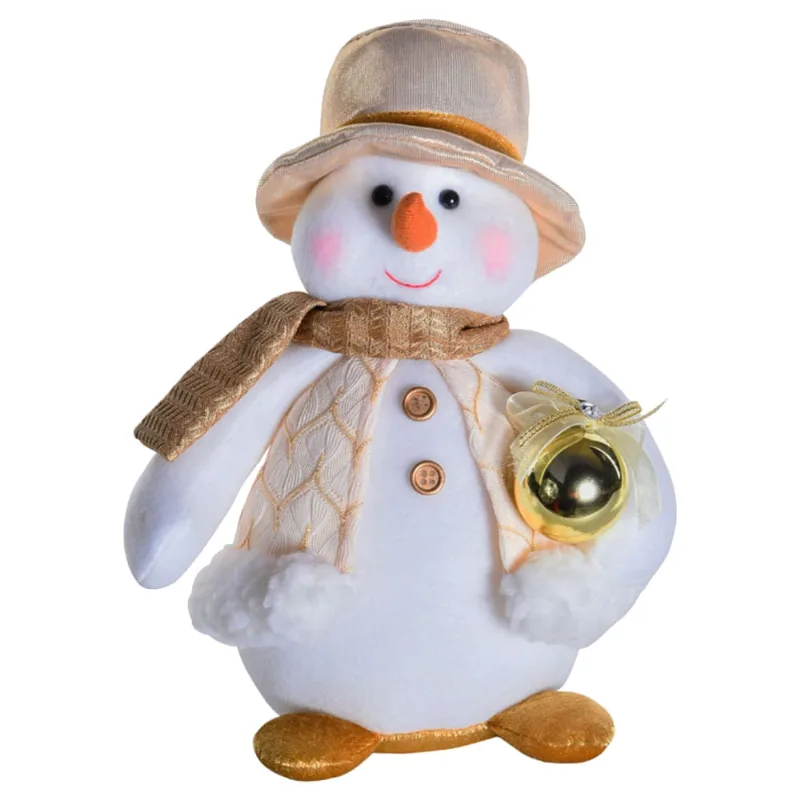 Boneco De Neve Decorativo Com Bola De Natal Ouro E Branco - 1101468 - Cromus Cromus