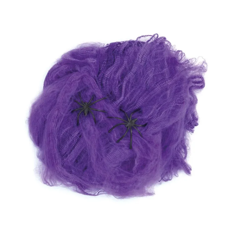 Enfeite teia decorativa roxa 18G C 02 aranhas halloween