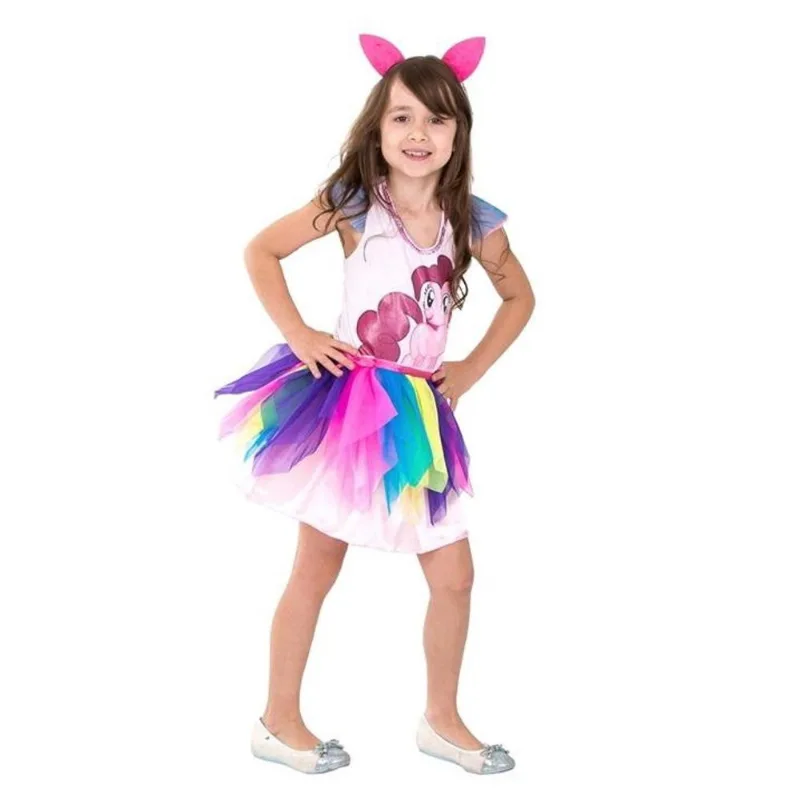 Fantasia My Little Pony Infantil Rosa Pinkie Pie Com Orelhinhas