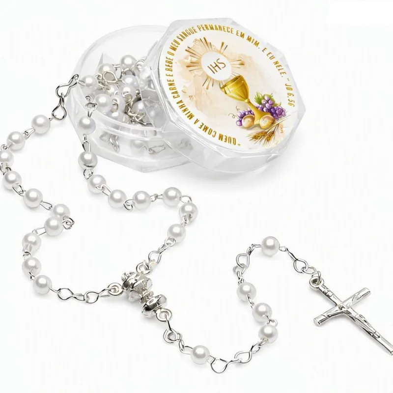Terço Eucaristia 4mm Pérola - LC - Presentes